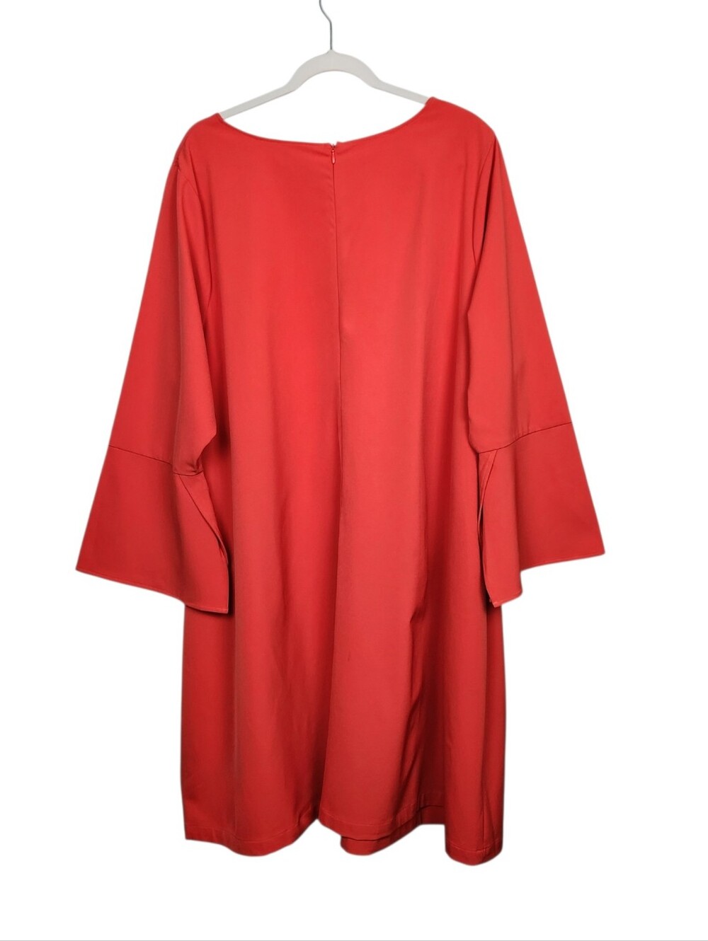 Laurie Felt Orange Bell Sleeve Scuba Stretch Dress Boatneck Womens Size 2X - Picture 5 of 12